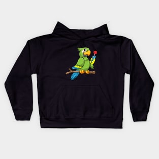 Parrot with yellow Beak and Lollipop Kids Hoodie